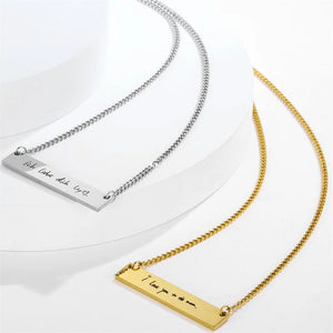 Customizable Stainless Steel Cuban Chain Necklace, 3mm Chain, Engraved Pendant
