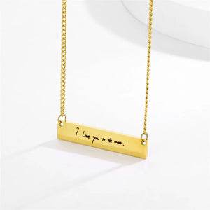 Customizable Stainless Steel Cuban Chain Necklace, 3mm Chain, Engraved Pendant