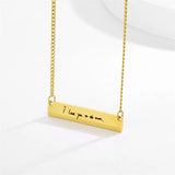 Customizable Stainless Steel Cuban Chain Necklace, 3mm Chain, Engraved Pendant