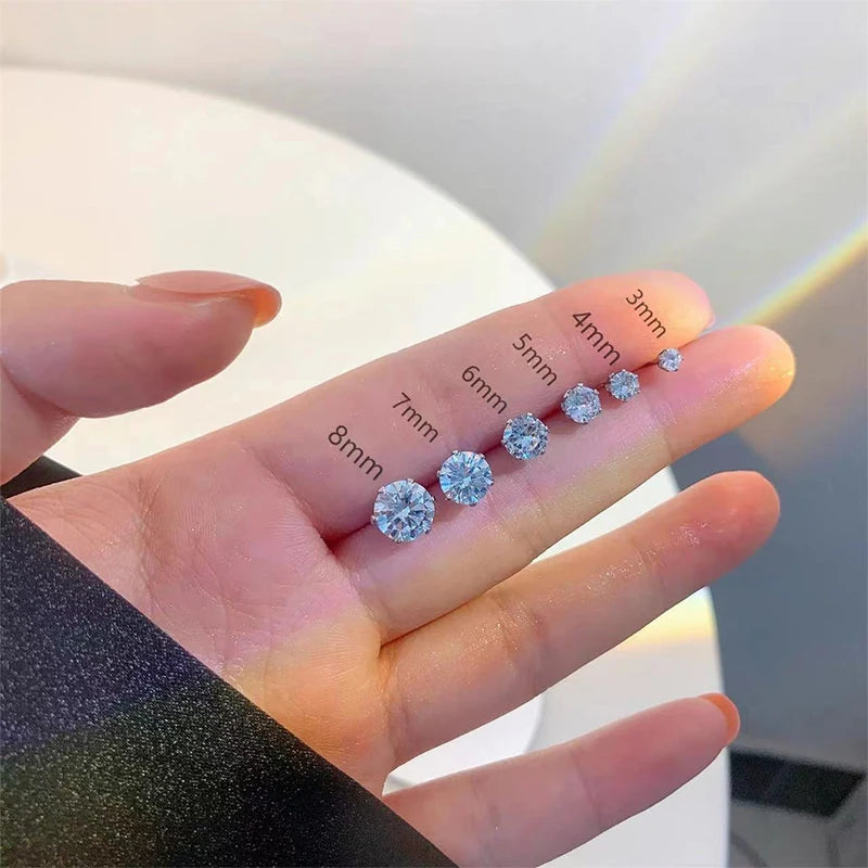 Stainless Steel 4 CZ Zircon Earrings For Women