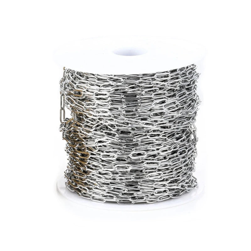 Stainless Steel 4mm Paperclip Chains Flat Oval Cable Chain