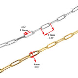Stainless Steel 4mm Paperclip Chains Flat Oval Cable Chain