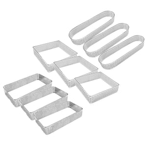 Stainless Steel 9 Pcs Perforated Tart Rings Mousse Ring