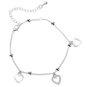 Adjustable Heart Silvery Anklet Bracelet Wedding Party Jewelry