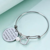 Adjustable Stainless Steel Heart Pearl Bangle Bracelet
