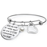Adjustable Stainless Steel Heart Pearl Bangle Bracelet