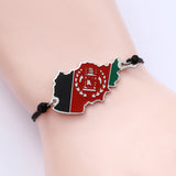Stainless Steel Afghanistan Map Flag Bracelet Silver