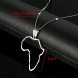 Stainless Steel African Map Pendant Necklace Traditional Jewelry