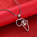 Stainless Steel African Map Symbol Pendant Necklace Adinkra Gye Nyame