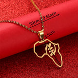 Stainless Steel African Map Symbol Pendant Necklace Adinkra Gye Nyame