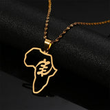 Stainless Steel African Map Symbol Pendant Necklace Adinkra Gye Nyame