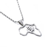 Stainless Steel African Map Symbol Pendant Necklace Adinkra Gye Nyame
