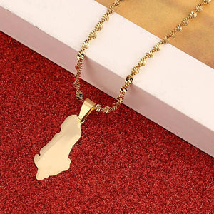 Stainless Steel Albania Map Pendant Necklace Shqiperise Map Chain Jewelry