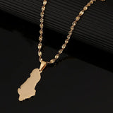 Stainless Steel Albania Map Pendant Necklace Shqiperise Map Chain Jewelry