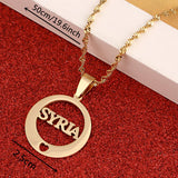 Stainless Steel Syria Pendant Necklace Round Heart Charm Jewelry