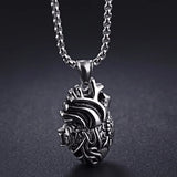 Stainless Steel Anatomical Heart Pendant Necklace Gothic Punk Jewelry