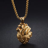 Stainless Steel Anatomical Heart Pendant Necklace Gothic Punk Jewelry