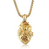 Stainless Steel Anatomical Heart Pendant Necklace Gothic Punk Jewelry