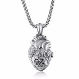 Stainless Steel Anatomical Heart Pendant Necklace Gothic Punk Jewelry