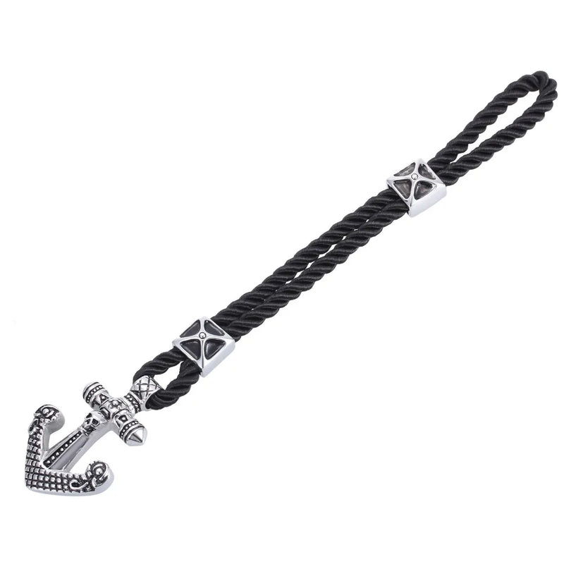 Stainless Steel Anchor Bracelet Rope Chain Hook Cuff Men Gift