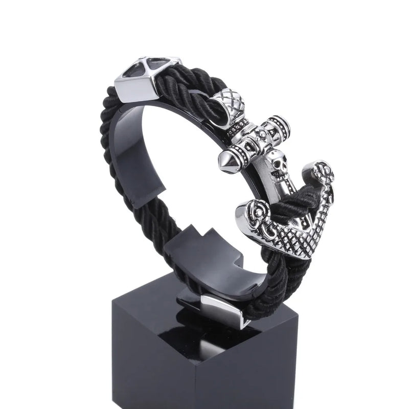 Stainless Steel Anchor Bracelet Rope Chain Cuff