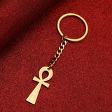 Stainless Steel Ankh Eye Pendant Keychain African Amulet Jewelry