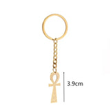 Stainless Steel Ankh Eye Pendant Keychain African Amulet Jewelry