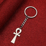 Stainless Steel Ankh Eye Pendant Keychain African Amulet Jewelry