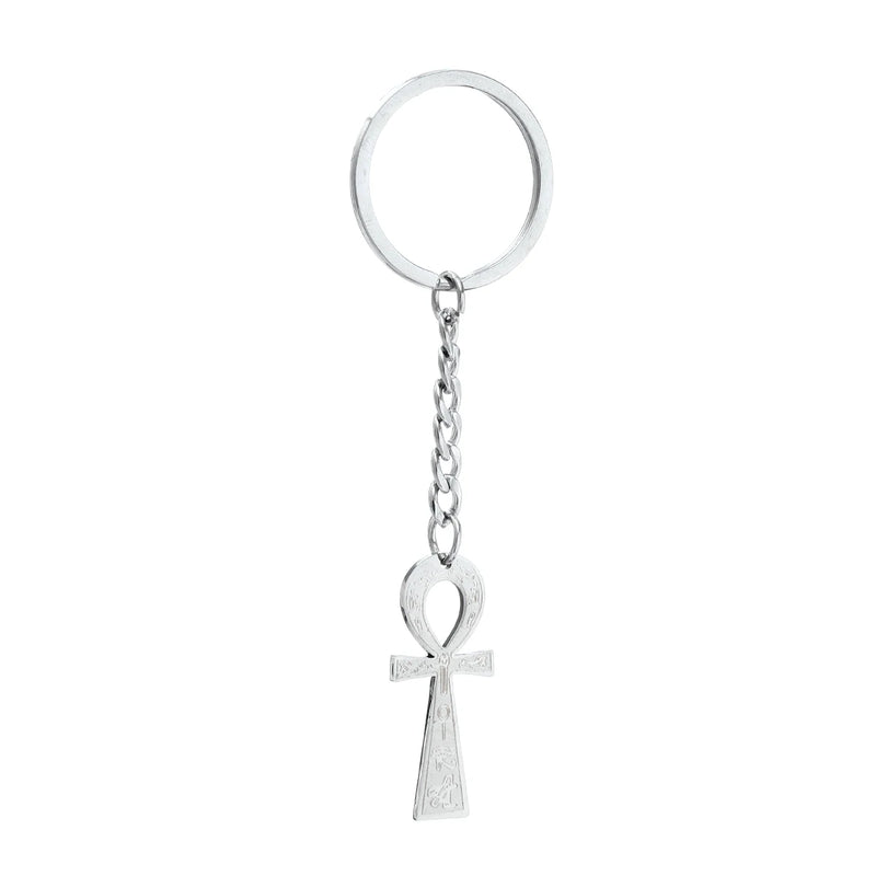 Stainless Steel Ankh Eye Pendant Keychain African Amulet Jewelry