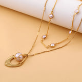 Upscale Jewelry 2 Layer Pearl Drop Shape Pendants Necklaces