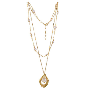 Upscale Jewelry 2 Layer Pearl Drop Shape Pendants Necklaces