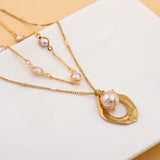 Upscale Jewelry 2 Layer Pearl Drop Shape Pendants Necklaces
