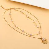 Upscale Jewelry 2 Layer Pearl Drop Shape Pendants Necklaces