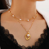Upscale Jewelry 2 Layer Pearl Drop Shape Pendants Necklaces
