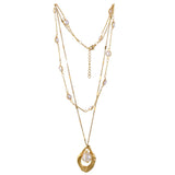 Upscale Jewelry 2 Layer Pearl Drop Shape Pendants Necklaces