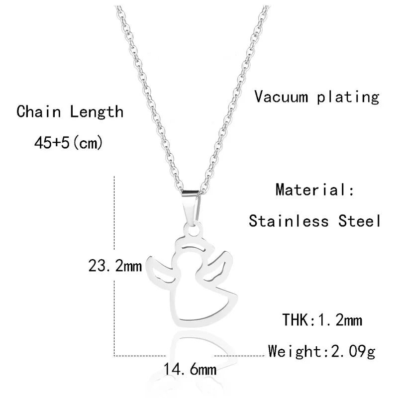 Stainless Steel Angel Necklace Lucky Number Chain Choker Jewelry