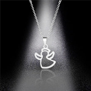 Stainless Steel Angel Necklace Lucky Number Chain Choker Jewelry