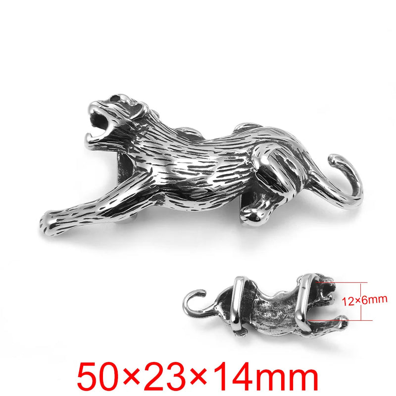 Leopard Slide Charm Stainless Steel Fit 12x6mm Leather Cord Bracelet