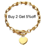 Stainless Steel Ankh Charm Toggle Bracelet Metal Cross Pendant