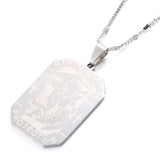 Stainless Steel Archangel Saint Michael Plate Pendant Necklace