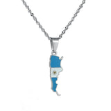 Argentina Map Flag Pendant Necklace Women Charm Jewelry