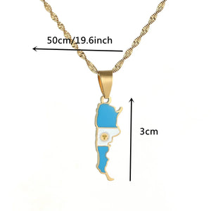 Argentina Map Flag Pendant Necklace Women Charm Jewelry