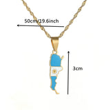Argentina Map Flag Pendant Necklace Women Charm Jewelry