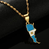 Argentina Map Flag Pendant Necklace Women Charm Jewelry
