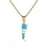 Argentina Map Flag Pendant Necklace Women Charm Jewelry