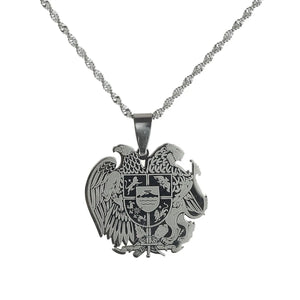Armenian Eagle Pendant Necklace Stainless Steel Coat Of Arms Armenia Jewelry