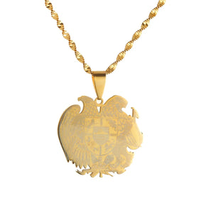 Armenian Eagle Pendant Necklace Stainless Steel Coat Of Arms Armenia Jewelry