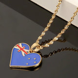 Australia Flag Pendant Necklace Women Stainless Steel Heart Jewelry Gift