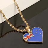 Australia Flag Pendant Necklace Women Stainless Steel Heart Jewelry Gift