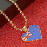 Australia Flag Pendant Necklace Women Stainless Steel Heart Jewelry Gift